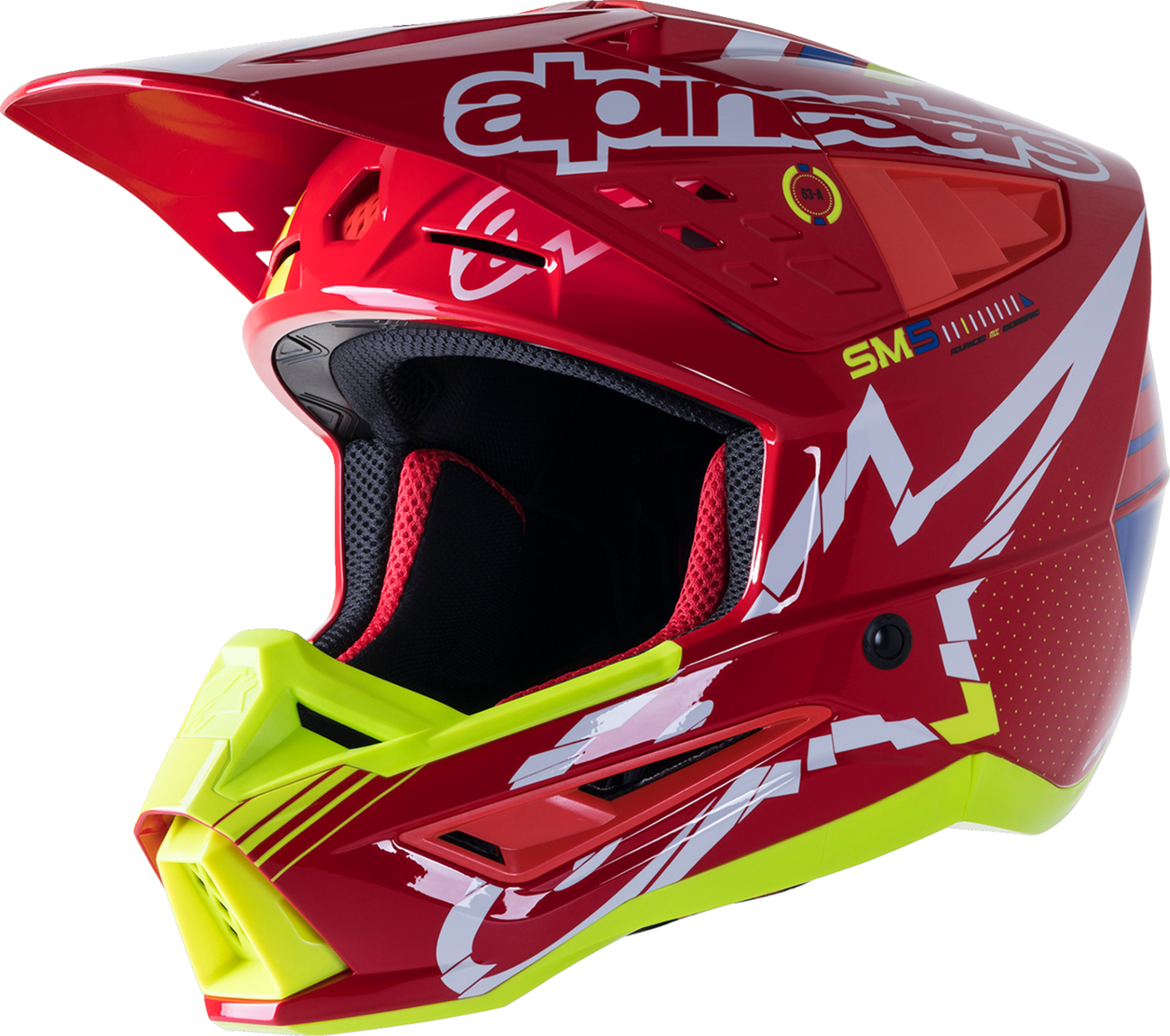 Casco ALPINESTARS SM5 - Acción - Rojo/Blanco/Amarillo Fluo - Mediano 8306122-3325-MD 