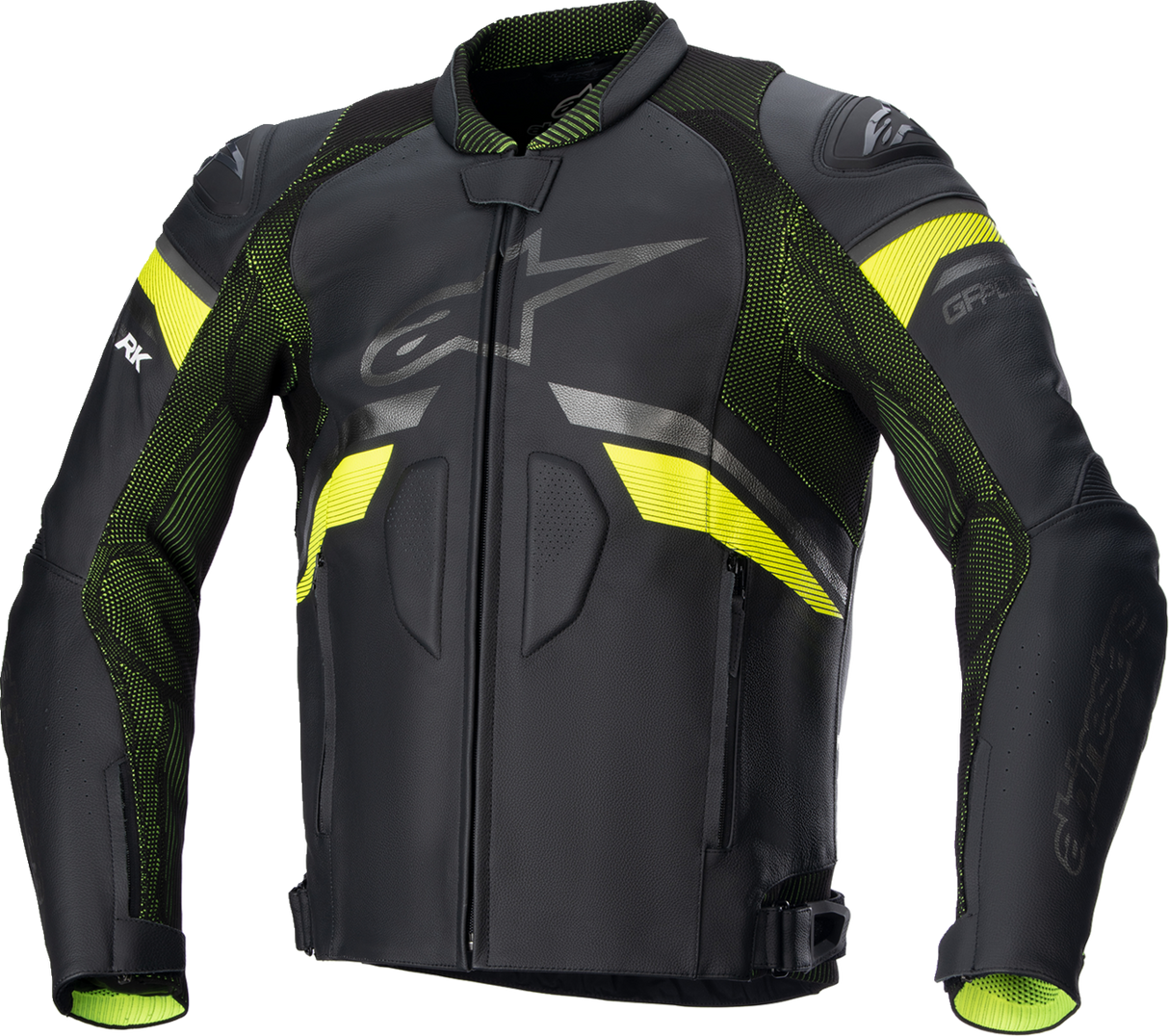 Chaqueta de cuero ALPINESTARS GP Plus R v3 Rideknit - Negro/Amarillo Fluo - EE. UU. 44 / UE 54 310032115554 