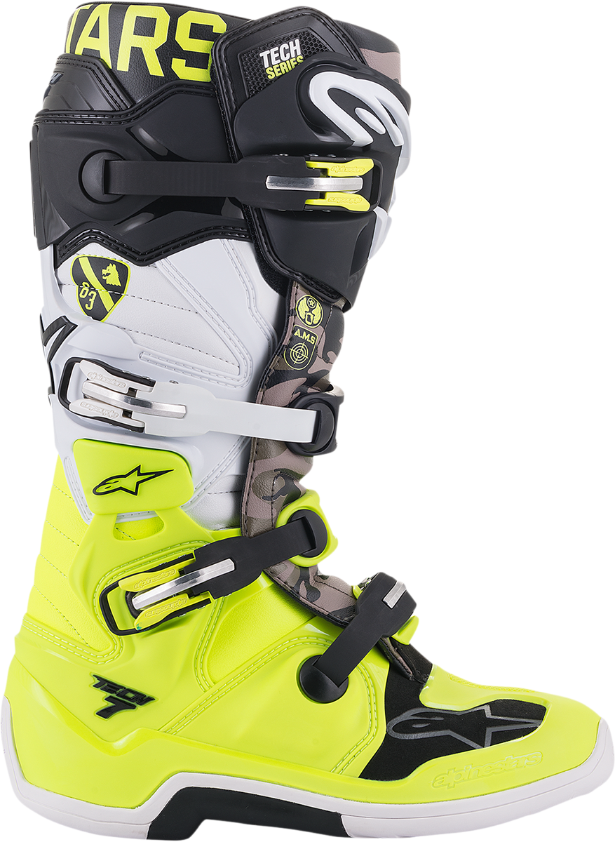 ALPINESTARS Limited Edition AMS Tech 7 Boots - Black/Yellow/White - US 8 2012014-158-8