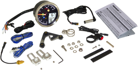KOSO NORTH AMERICA TNT-04 Multi-Function Meter - Silver Bezel - 3.30" Diameter x 2.19" D BA051401