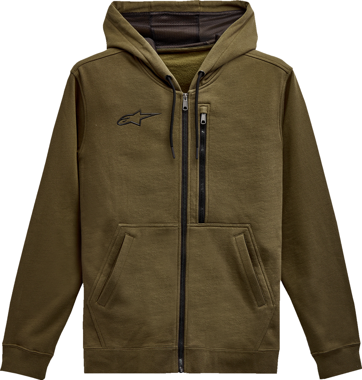 Sudadera con capucha y cremallera asimétrica ALPINESTARS - Militar - Grande 121351030690L 