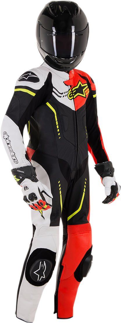 ALPINESTARS Youth GP Plus 1-Piece Leather Suit - Black/White/Red Fluorescent/Yellow Fluorescent - US 26 / EU 140 31405181236140