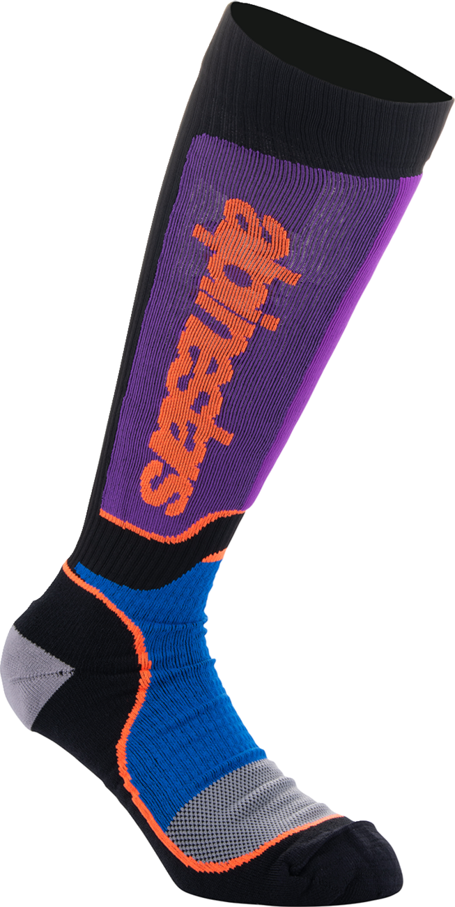 ALPINESTARS Youth MX Plus Socks - Black/Purple/Blue/Orange - Medium/Large 4742324-1246-ML