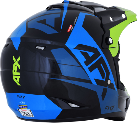 AFX FX-17 Helmet - Aced - Blue/Lime - Large 0110-6501