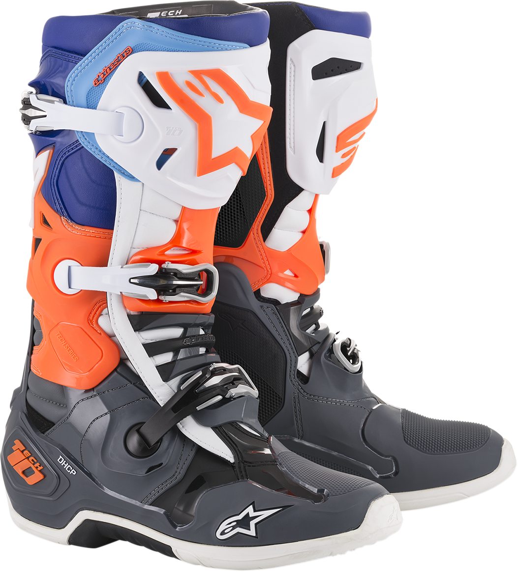 ALPINESTARS Tech 10 Boots - Gray/Orange/Blue - US 14 2010019-9047-14