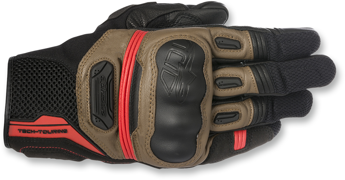 ALPINESTARS Highlands Gloves - Black/Tobacco Brown/Red - Small 3566617-1813-S