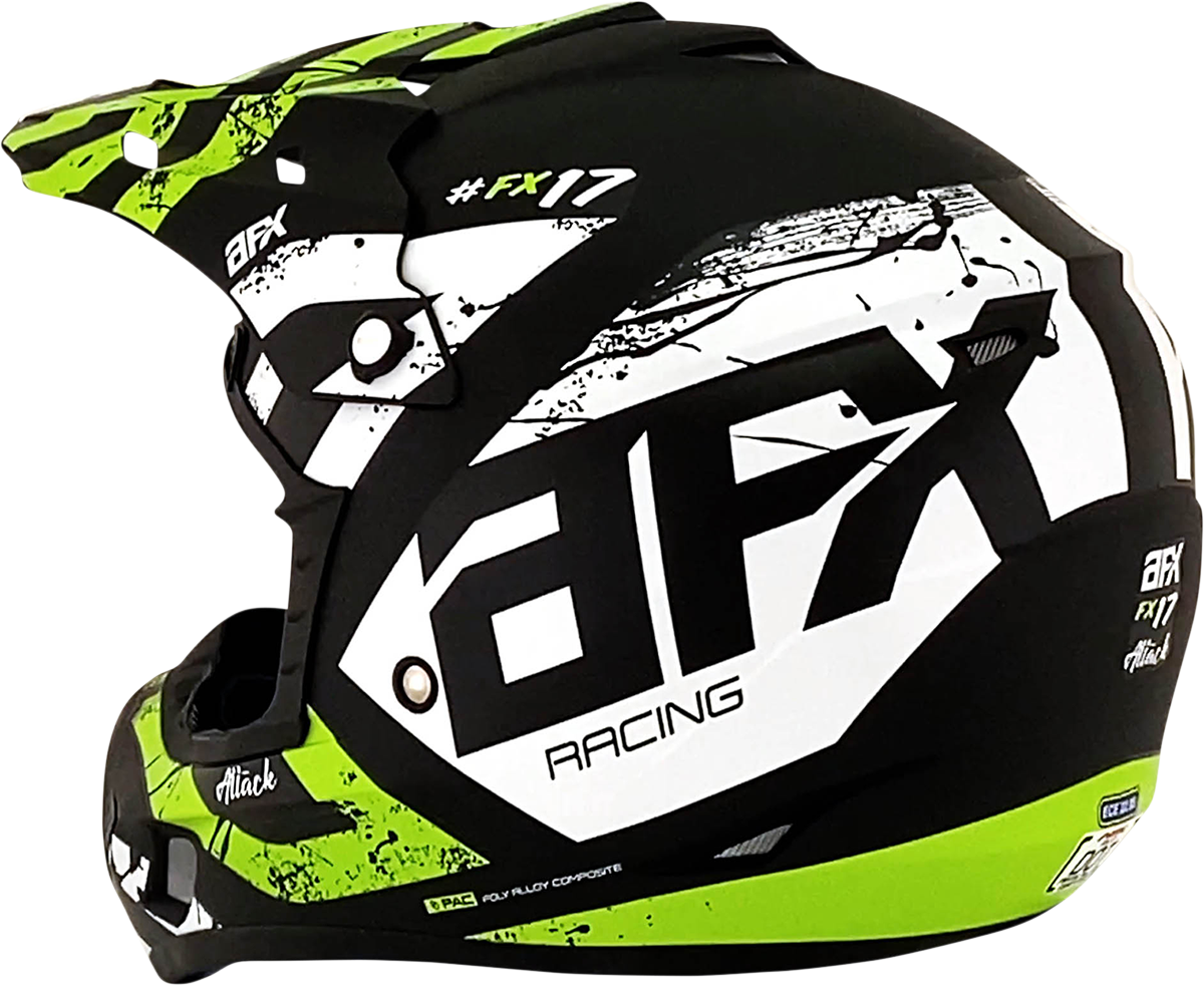 AFX FX-17 Helmet - Attack - Matte Black/Green - Large 0110-7181