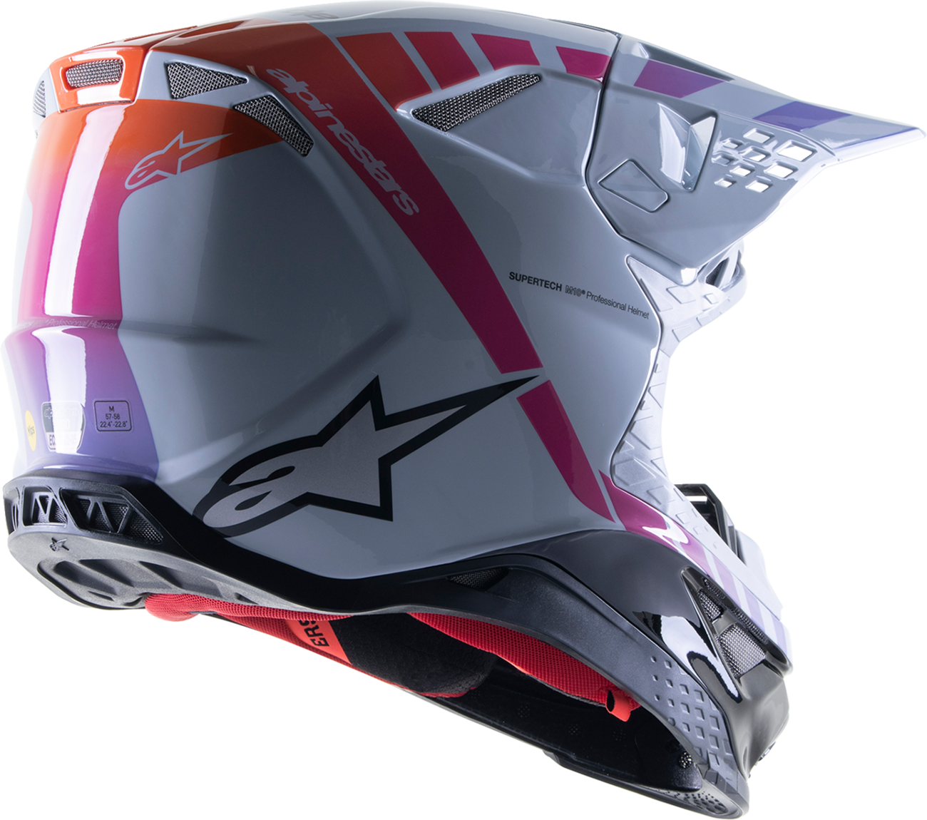 ALPINESTARS Supertech M10 Helmet - Daytona - MIPS® - Haze Gray/Orange Fluo/Rhodamine - Large 8302423-9243-LG