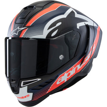 ALPINESTARS Supertech R10 Helmet - Team - Matte Black/Carbon Red Fluo/Blue - Small 8200224-1383-S