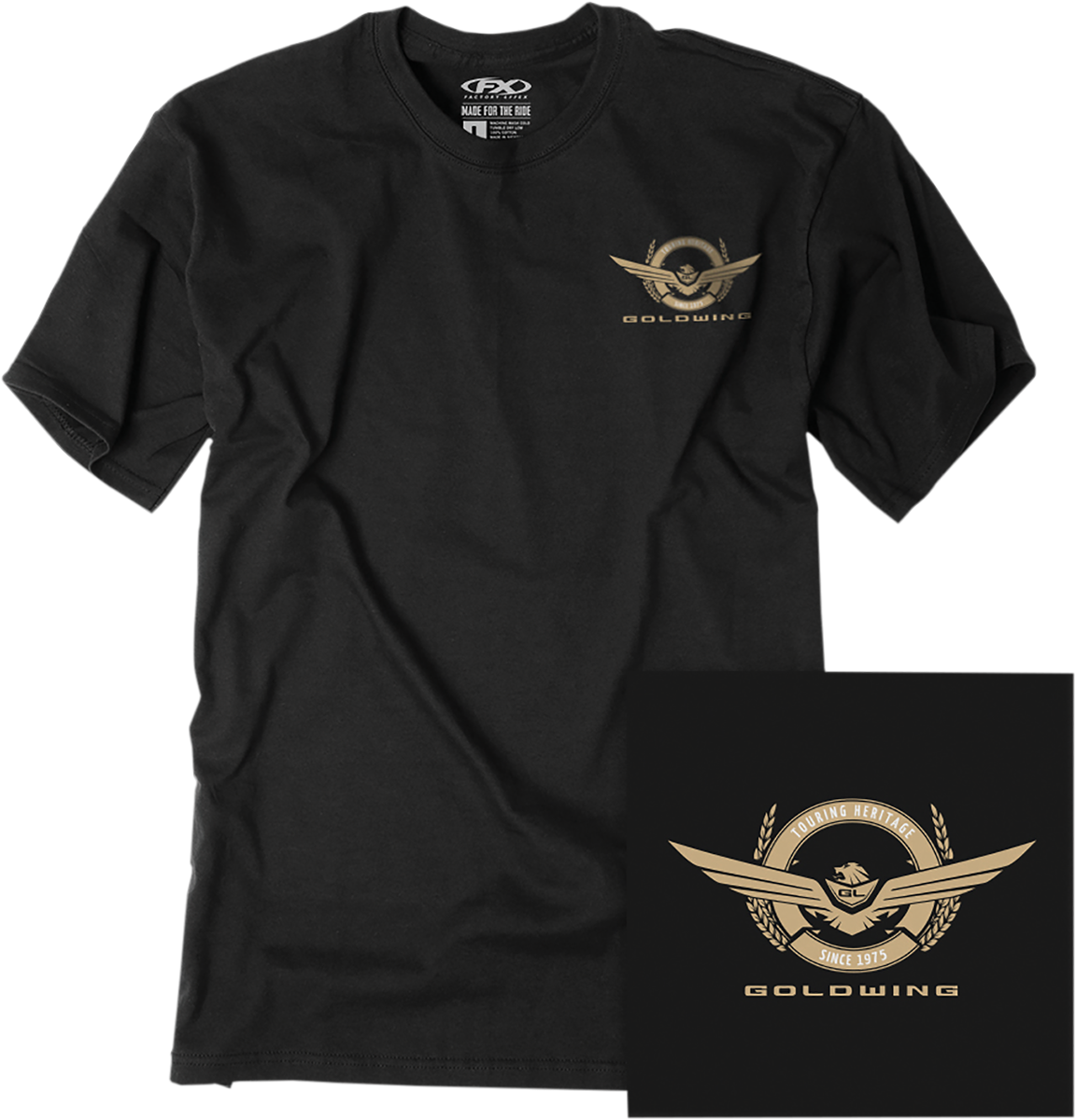 FACTORY EFFEX Camiseta con insignia Goldwing - Negro - Grande 25-87824 