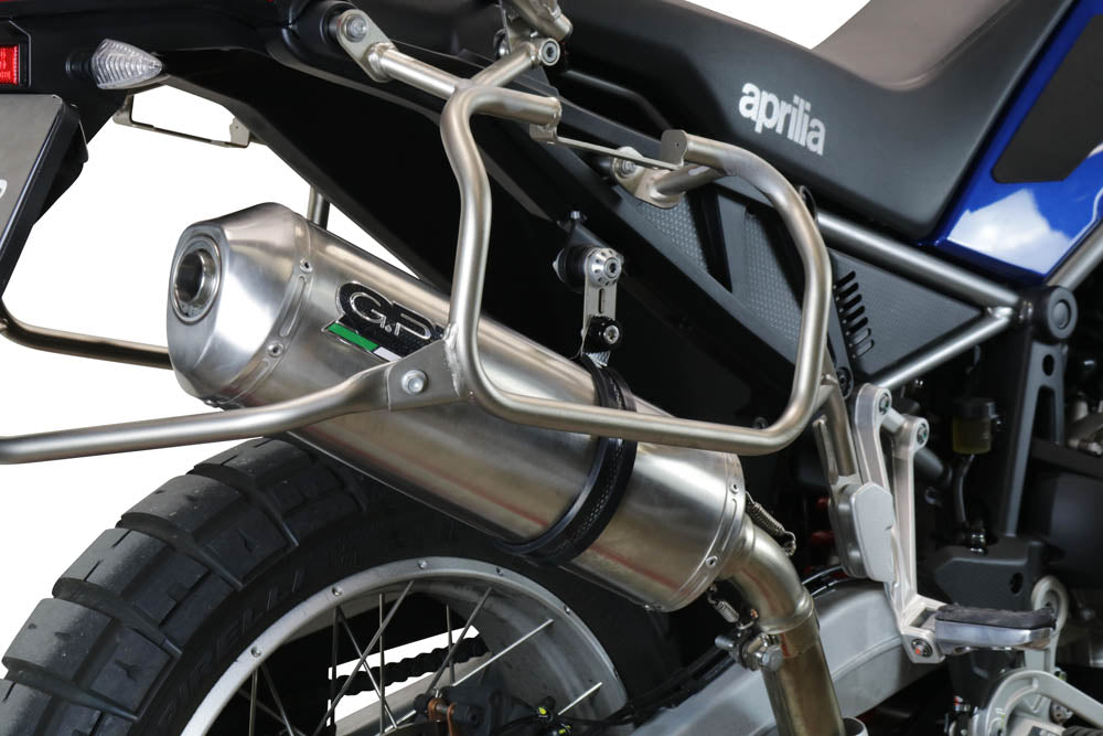 GPR Exhaust for Aprilia Tuareg 660 2021-2023, Satinox , Slip-on Exhaust Including Removable DB Killer and Link Pipe  E5.A.77.SAT