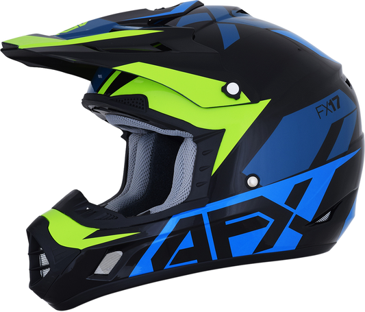 AFX FX-17 Helmet - Aced - Blue/Lime - Large 0110-6501