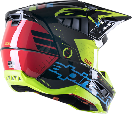 ALPINESTARS SM5 Helmet - Action - Gloss Black/Blue/Fluo Yellow - Medium 8306122-1757-MD