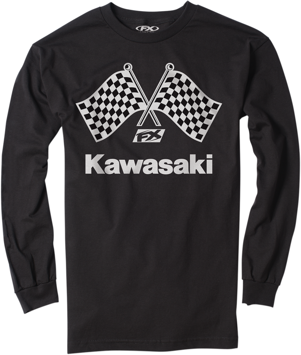 FACTORY EFFEX Kawasaki Finish Line Long-Sleeve T-Shirt - Black - Large 23-87114