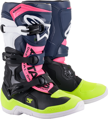 ALPINESTARS Tech 3S Boots - Black/Blue/Pink/White/Yellow - US 8 2014018-1176-8