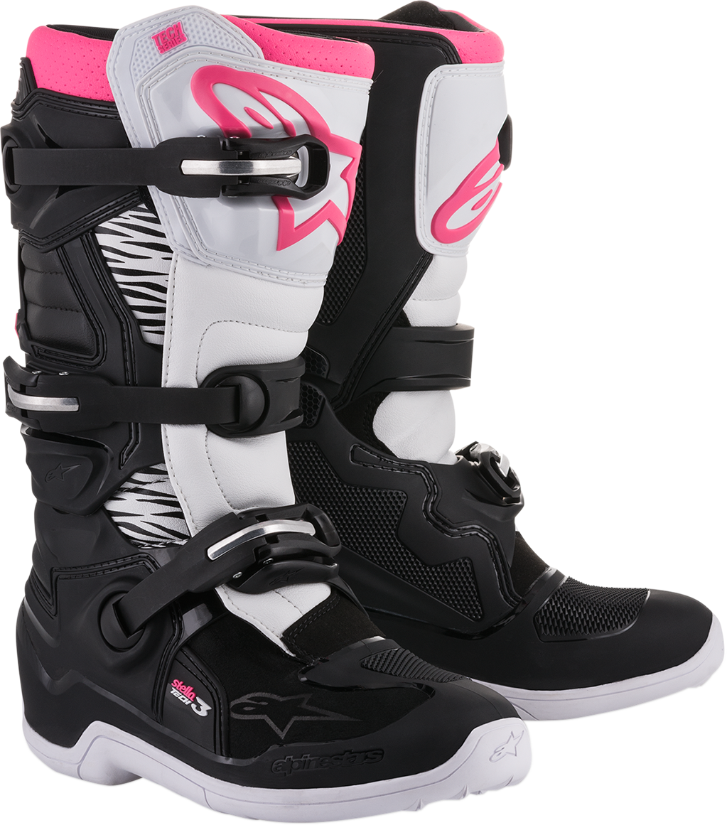 Botas ALPINESTARS Stella Tech 3 - Negro/Blanco/Rosa - US 8 2013218-130-8 