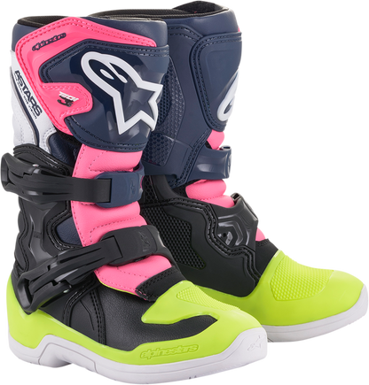 ALPINESTARS Youth Tech 3S Boots - Black/Blue/Pink - US 10 2014518-1176-10