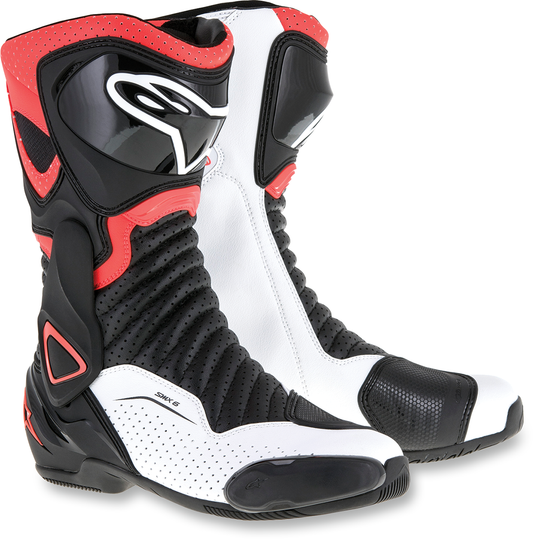 Botas con ventilación ALPINESTARS SMX-6 v2 - Negro/Blanco/Rojo fluorescente - EE. UU. 9 / UE 43 2223017-1320-43