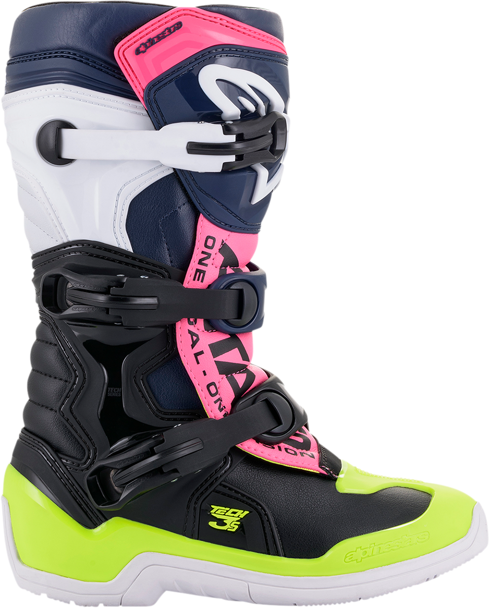 ALPINESTARS Tech 3S Boots - Black/Blue/Pink/White/Yellow - US 5 2014018-1176-5