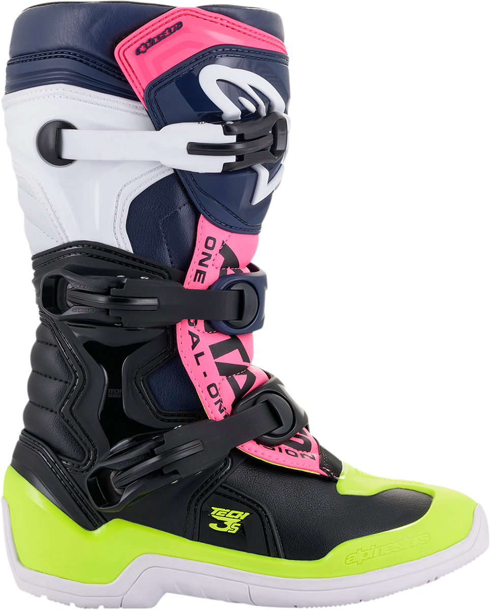 ALPINESTARS Tech 3S Boots - Black/Blue/Pink/White/Yellow - US 8 2014018-1176-8