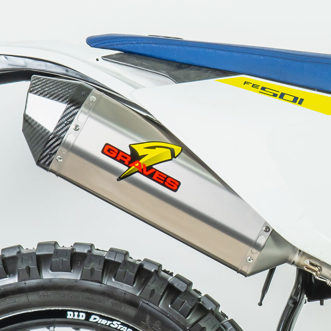Graves motorsports titanium diamond dual sport / off-road slip-on exhaust - carbon end cap