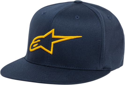 ALPINESTARS Ageless Flat Bill Hat - Navy/Gold - Large/XL 1035810157059LX