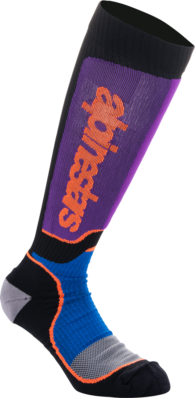 Calcetines ALPINESTARS MX Plus - Negro/Púrpura/Azul/Naranja - Grande 4702324-1246-L 