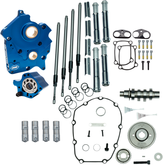 S&S CYCLE Cam Chest Kit with Plate M8 - Gear Drive - Water Cooled - 475 Cam - Chrome Pushrods 310-1002A