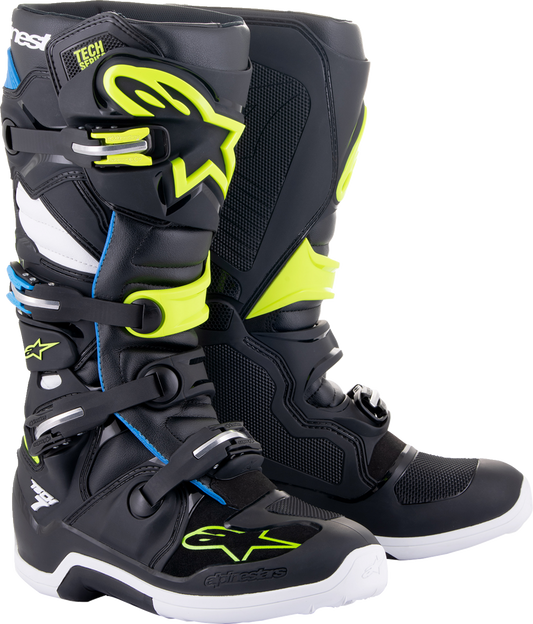 ALPINESTARS Tech 7 Boots - Black/Blue/Yellow Fluorescent - US 7 2012014-1795-7