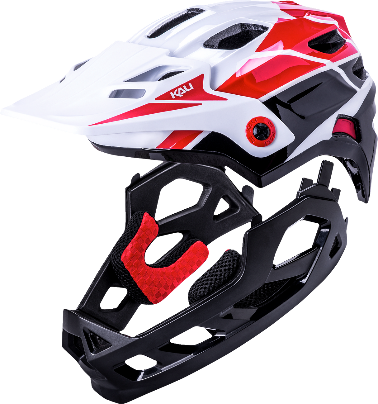 KALI Child Maya Full Face Helmet - Race - Gloss White/Red/Black 0221922112