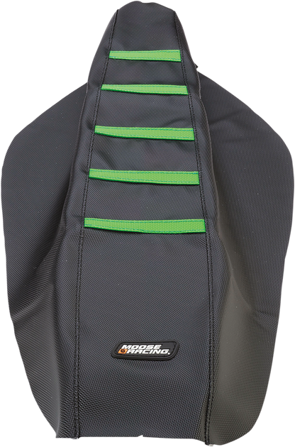 MOOSE RACING Ribbed Seat Cover - Black Cover/Green Ribs - Kawasaki KXF25009-334RT