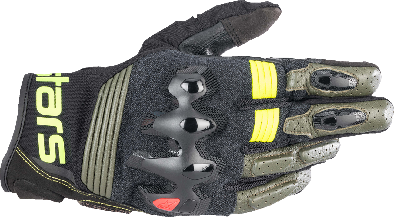 ALPINESTARS Halo Gloves - Forest Black/Fluo Yellow - 3XL 3504822-6085-3X