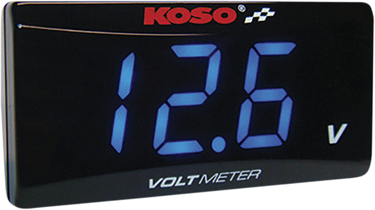 KOSO NORTH AMERICA Voltímetro súper delgado - Dígitos azules - 2.22" W x 1.06" H x 0.43" D BA024B00