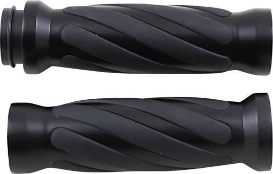 DRAG SPECIALTIES Grips - Twisted - TBW - Matte Black 17-0543MBT