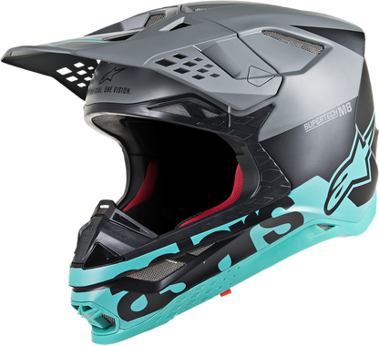 ALPINESTARS Supertech M8 Helmet - Radium - MIPS - Black Matte/Mid Gray/Teal - Small 8301519-1306-SM