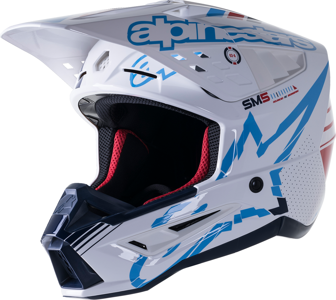 ALPINESTARS SM5 Helmet - Action - Gloss White/Cyan/Black - Large 8306122-2077-LG