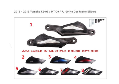 T-rex racing 2013 - 2019 yamaha fz-09 / mt-09 / fj-09 deslizadores de marco sin corte 