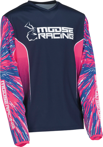MOOSE RACING Youth Agroid Jersey - Pink/Blue - Large 2912-2259