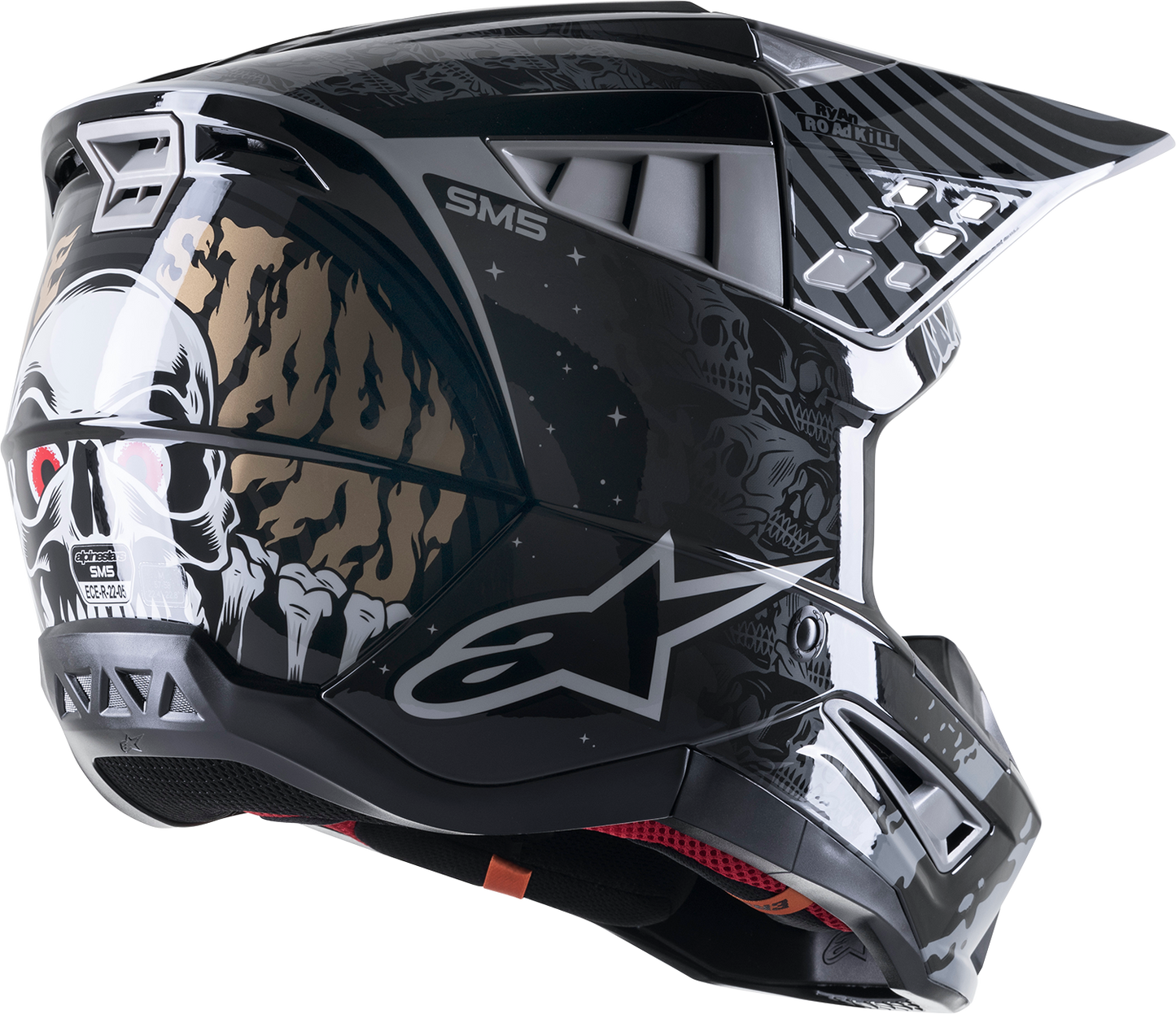 ALPINESTARS SM5 Helmet - Solar Flare - Gloss Black/Gray/Gold - XL 8305822-1959-XL