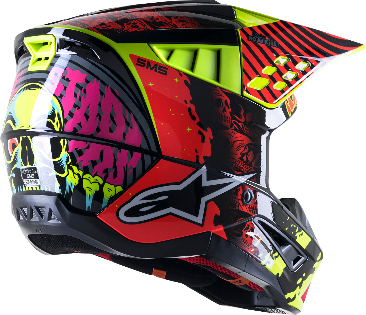 ALPINESTARS SM5 Helmet - Solar Flare - Gloss Black/Red/Yellow - XS 8305822-1355-XS