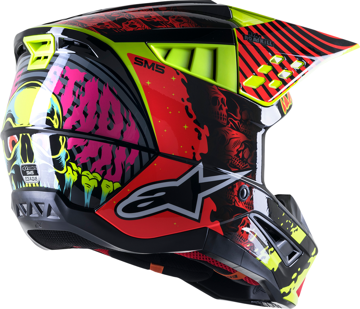 ALPINESTARS SM5 Helmet - Solar Flare - Gloss Black/Red/Yellow - Small 8305822-1355-SM