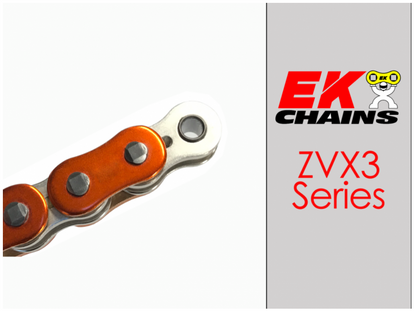 Ek chain 525 zvx3 series zx-ring chain 120 link orange